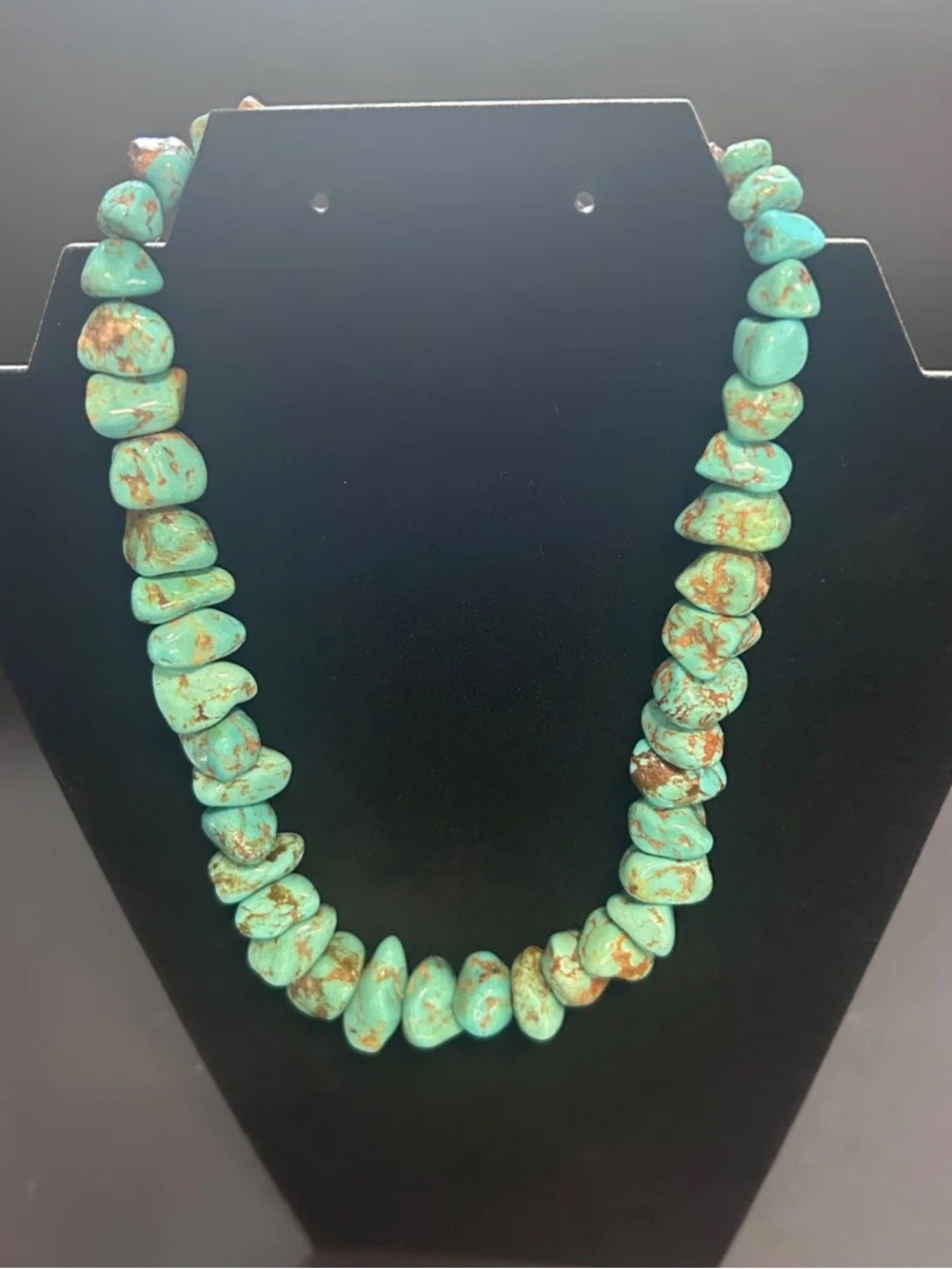 Graduated Turquoise Nugget Necklace, Natural Stone Beads, Approx. 17–18”